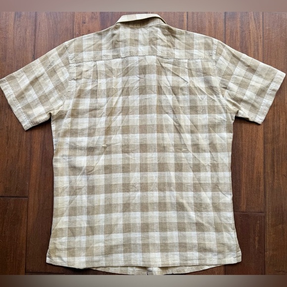 Patagonia Men’s Hemp Cotton Plaid Shirt L Short Sleeve Button-Down Tan - Picture 4 of 10